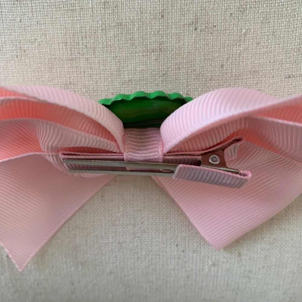 Artisan Hand Crafted Pink Hair Bow Holiday Nutcracker